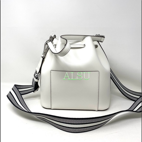 Michael Kors Medium Bucket Leathe Bag Optic White - Picture 4 of 7